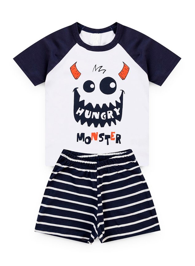 blusa bermuda monstro menino infantil minicocneito
