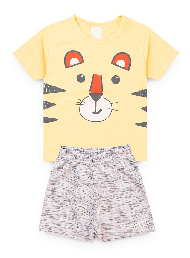 blusa bermuda mescla tigre menino infantil