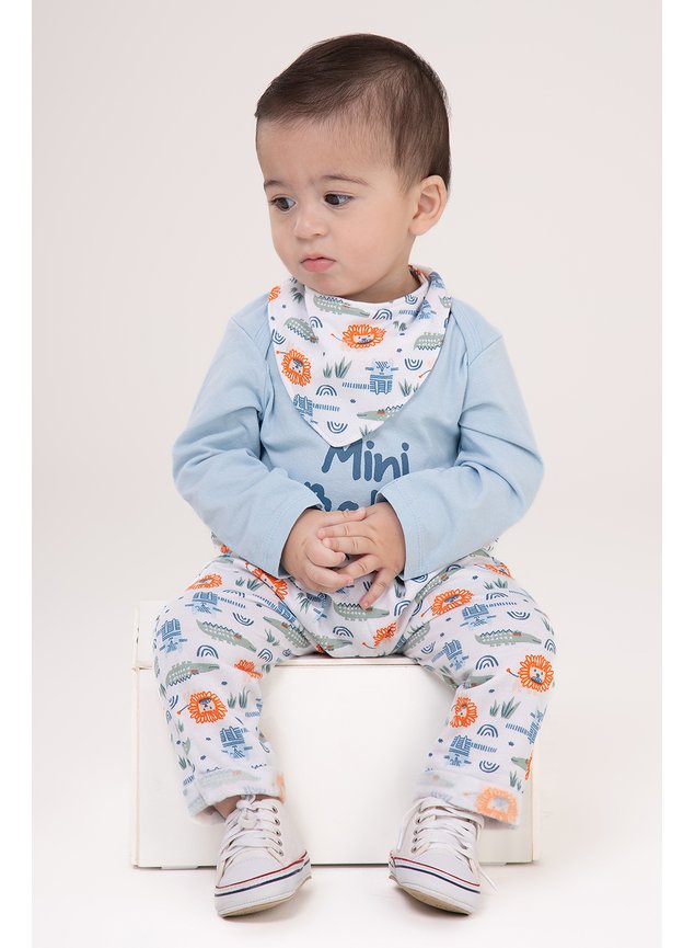 conjunto bebe animais menino infantil babador t