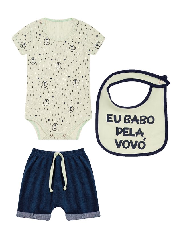 conjunto bebe vovo miniconceito amarelo marinho r