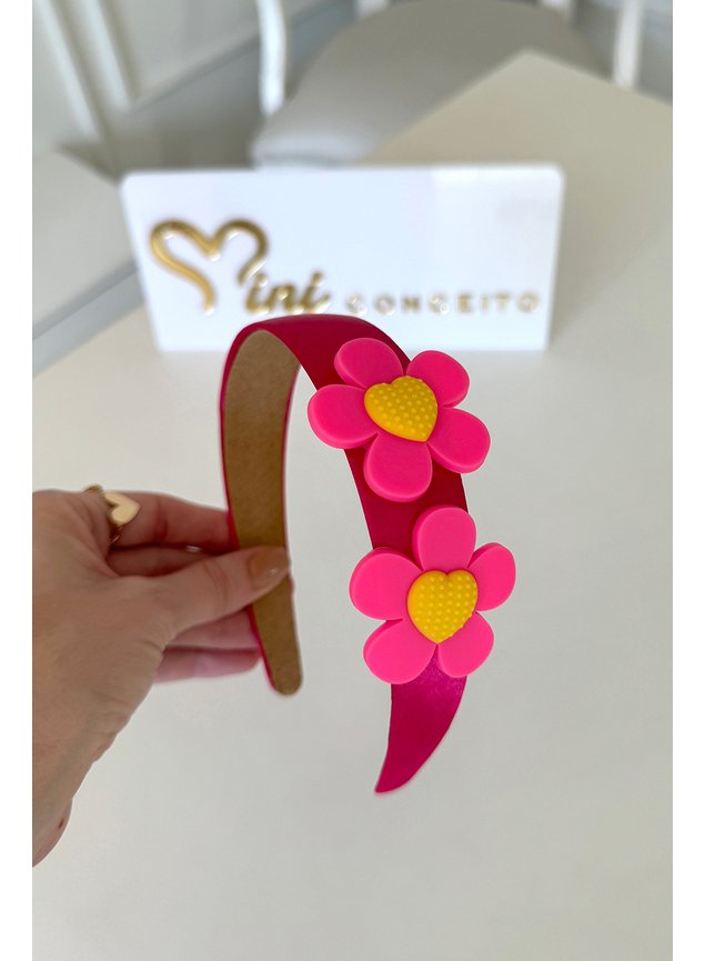 tiara flores menina infantil pink