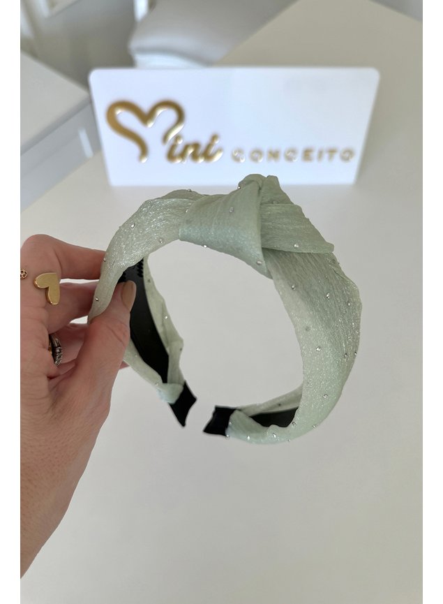 tiara verde strass menina infantil miniconceito