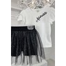 conjunto tule brilho menina infantil miniconceito preto blando shorts saia blusa j
