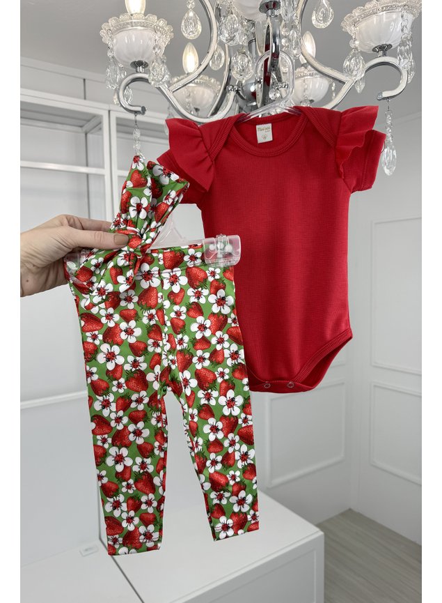 conjunto bebe morango vermelho menina infantil miniconceito f