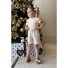 conjunto off menina infantil miniconceito blusa shorts perolas t