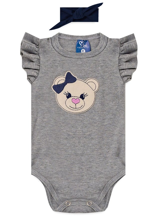 body faixa mescla urso bebe menina infantil miniconceito