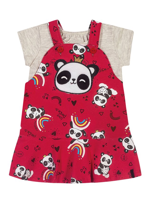 jardineira panda blusa mescla menina infantil miniconceito