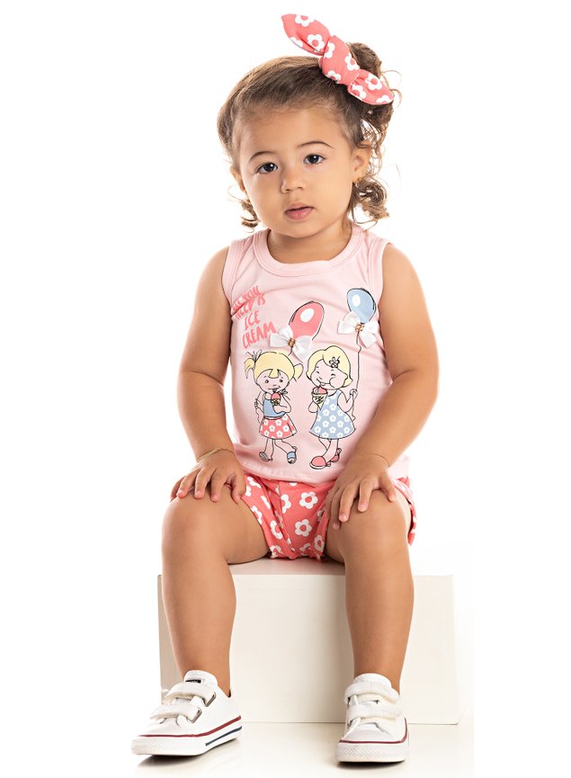 blusa saia miniconceito bebe infantil baloes