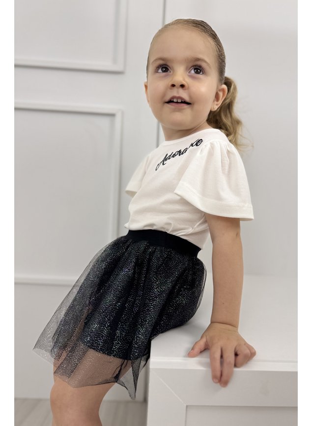 conjunto tule brilho blusa glitter shorts saia menina infantil miniconceito c