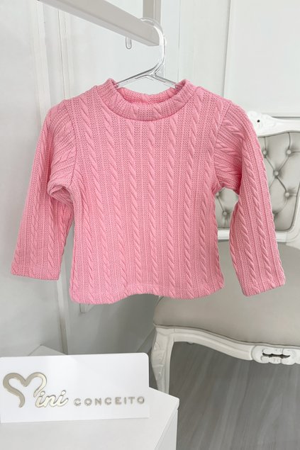 blusa tricot menina rosa infantil miniconceito gh