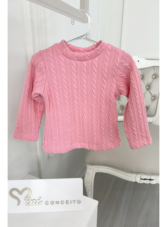 blusa tricot menina rosa infantil miniconceito gh