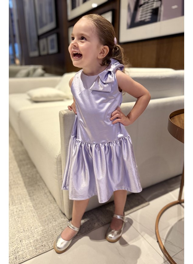 vestido lilas laco menina infantil miniconceito cetim f