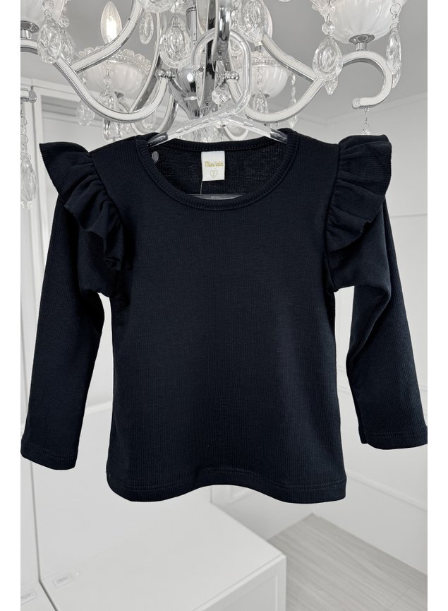 blusa preta manga longa menina infantil miniconceito v