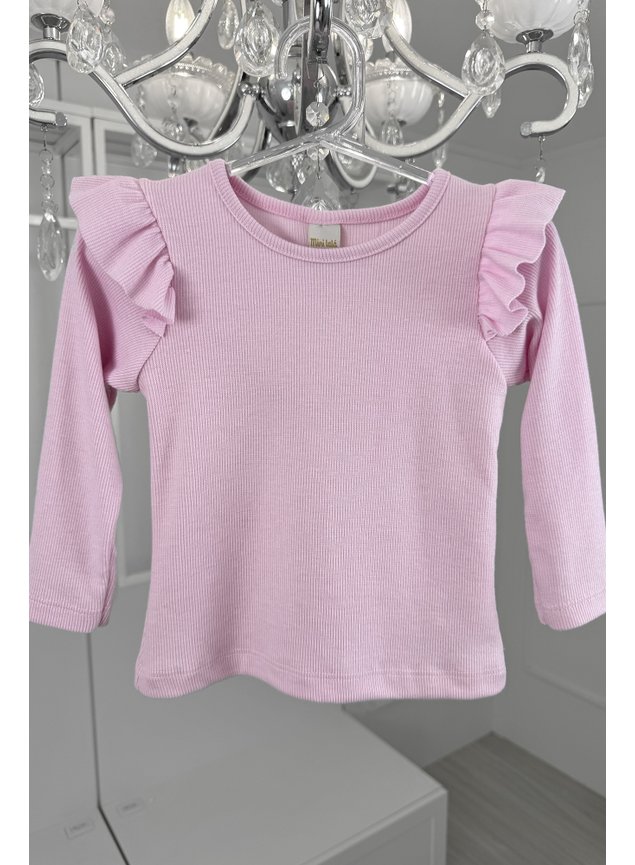 blusa manga longa rosa menina infantil miniconceito