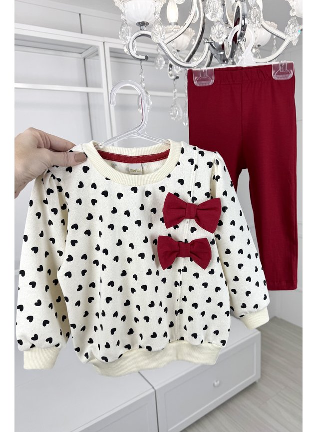 conjunto moletom lacos vermelhors coracoes preto menina infantil miniconceitos