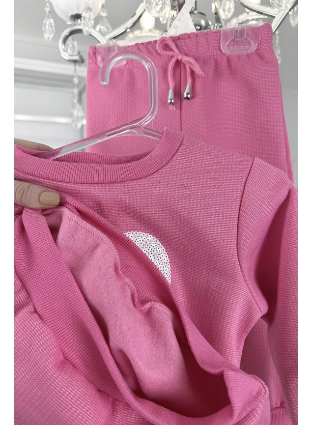 conjunto moletom rosa coracap paete branco g