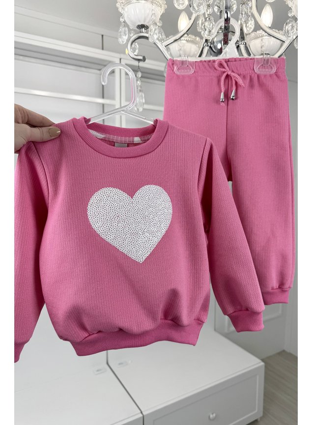 conjunto moletom rosa coracap paete branco f