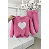 CONJUNTO ROSA CORAO PAETE BRANCO MENINA INFANTIL MOLETOM MINICONCEITO