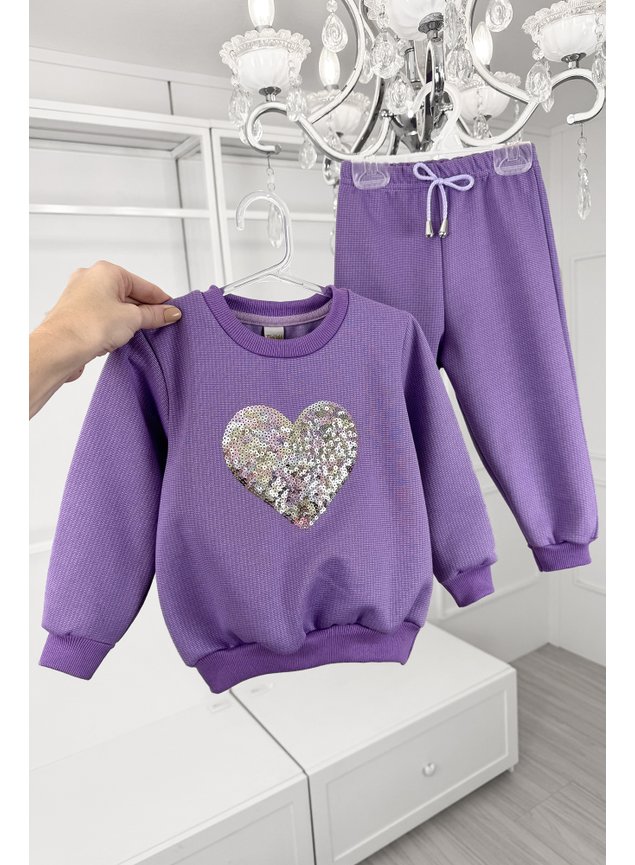 conjunto moletom lilas coracao paete d