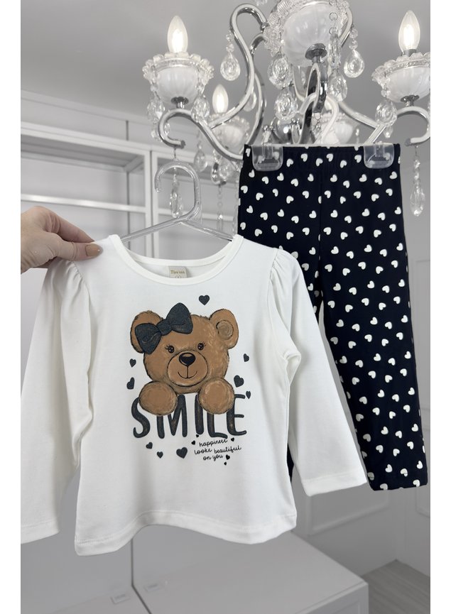 conjunto urso menina infantil miniconceito calca coracao f