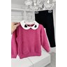 conjunto rosa caaco gola coracao calca preta menina infantil miniconceito f