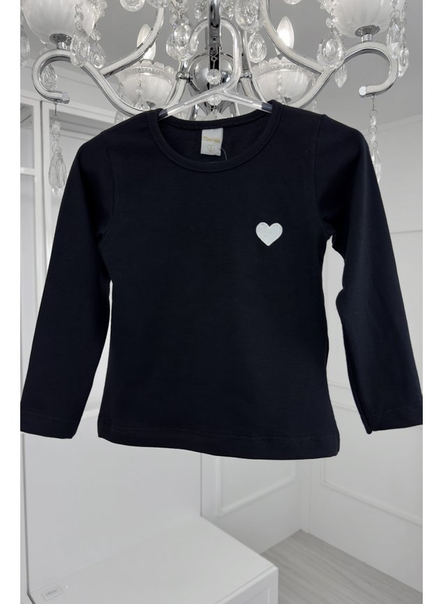 blusa manga longa coracao menina infantil miniconceito d