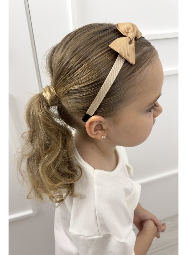 tiara laco bege menina infantil miniconceito