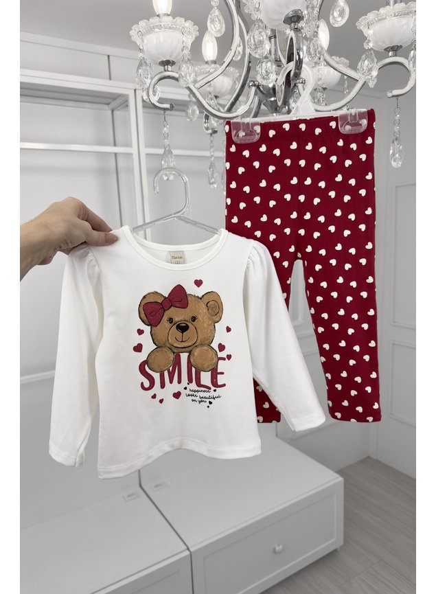 conjunto ursinho vermelho poas menina infantil minicocneito m