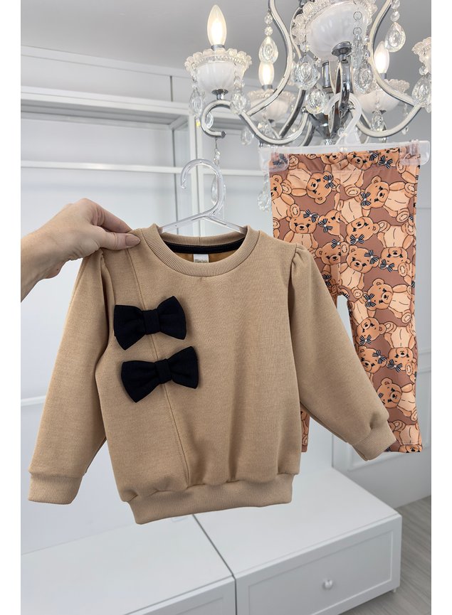 Conjunto moletom ursinhos trmico Infantil menina inverno mini conceito mini lala