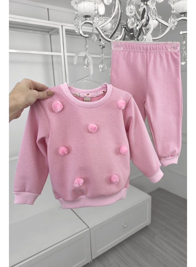 conjunto pompom rosa menina infantil miniconceito f