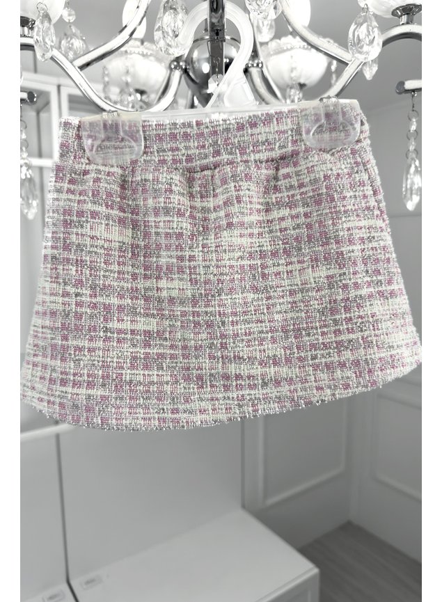 shorts saia rosa menina infantil tweed miniconceito