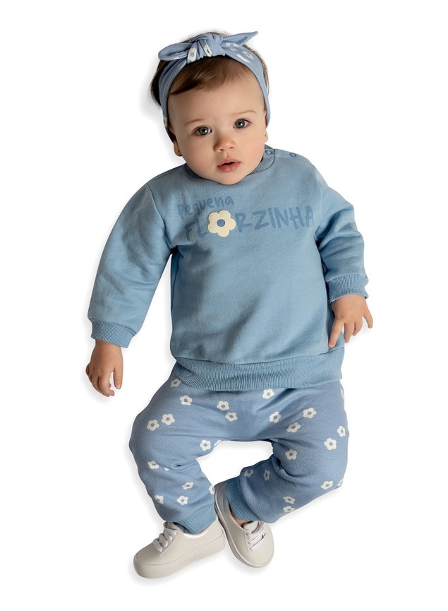 6941 bebe conjunto azul miniconceito casaco cala flor