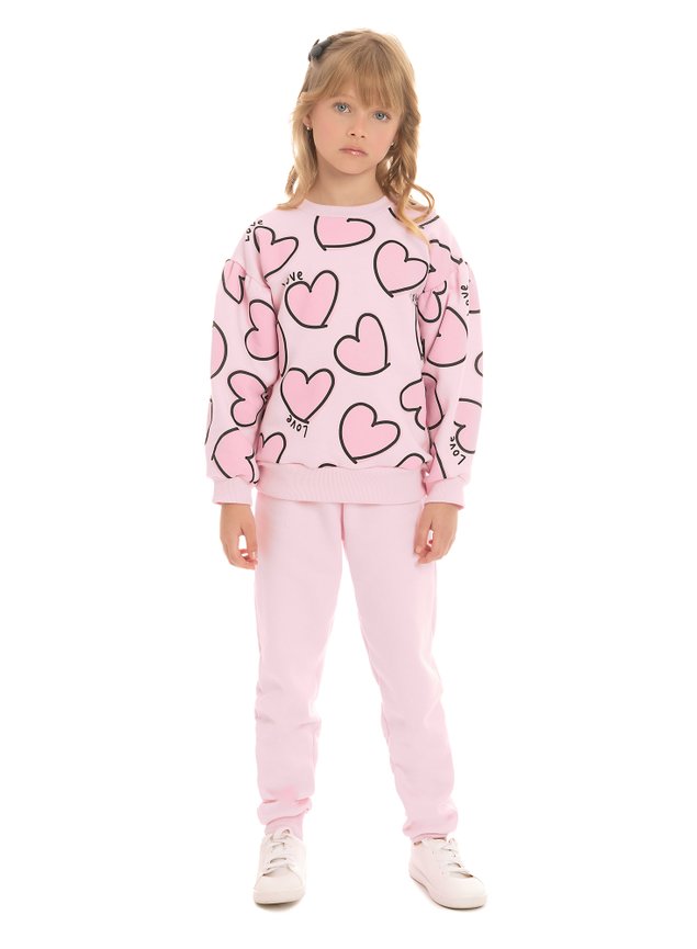 6997 CONJUNTO ROSA CORAES CALA CASACO MENINA INFANTIL MINICONCEITO MOLETOM