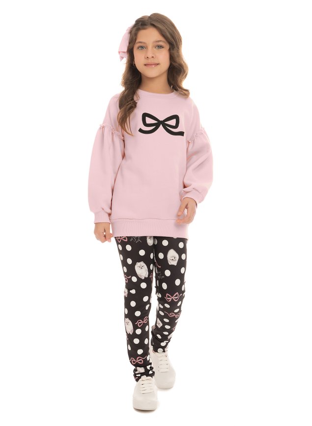 7009  Conjunto Moletom Trmico Menina Infantil Mini Conceito Moda ROSA