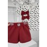 conjunto lacos blusa shorts menina infantil miniconceito vermelho a