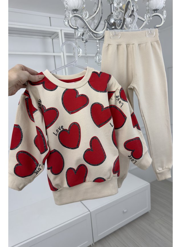 conjunto casaco coracoes brilho off vermelho miniconceito calca casaco f