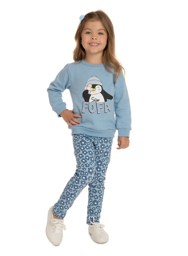 CONJUNTO PINGUIM CALA CASACO MOLETOM MENINA INFANTIL MINICONCEITO