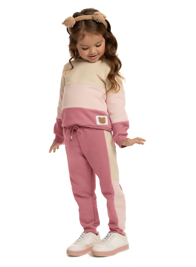 conjunto moletom recortes trmico urso menins infantil