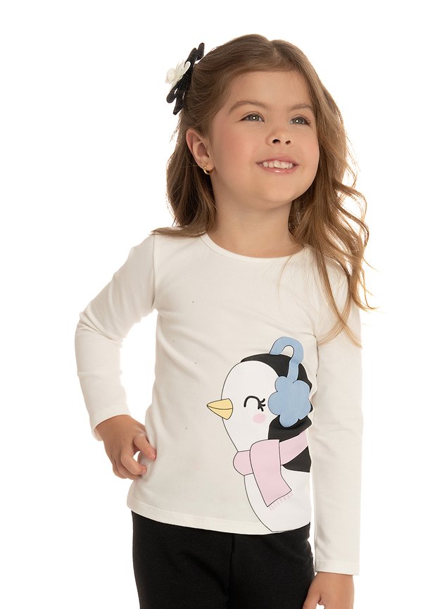 BLUSA PINGUIM MANGA LONGA OFF COM STRASS R