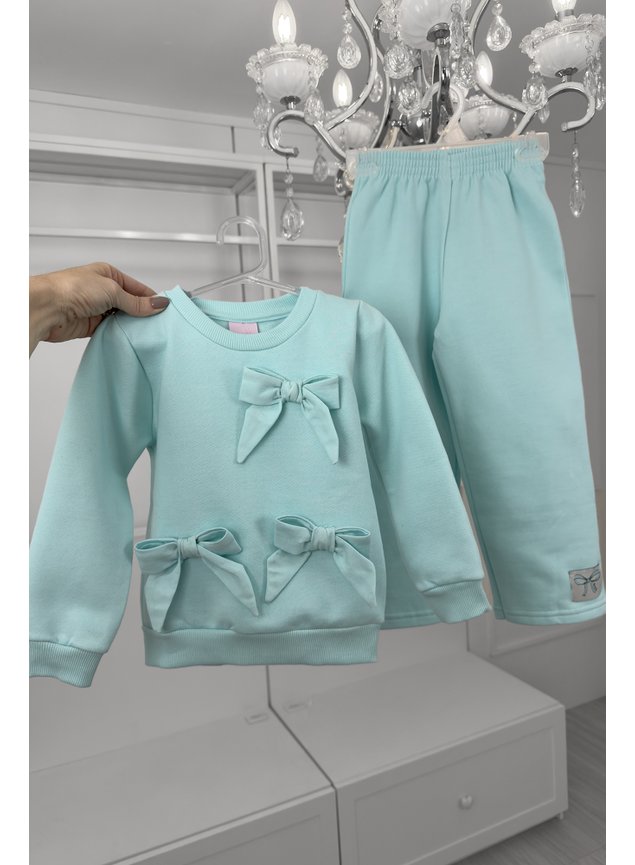 conjunto moletom lacos menina infantil verde f