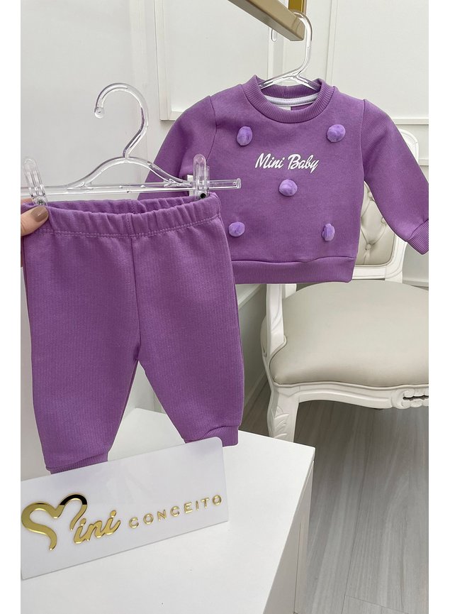 CONJUNTO POMPOM LAVANDA MENINA INFANTIL MINICONCEITO