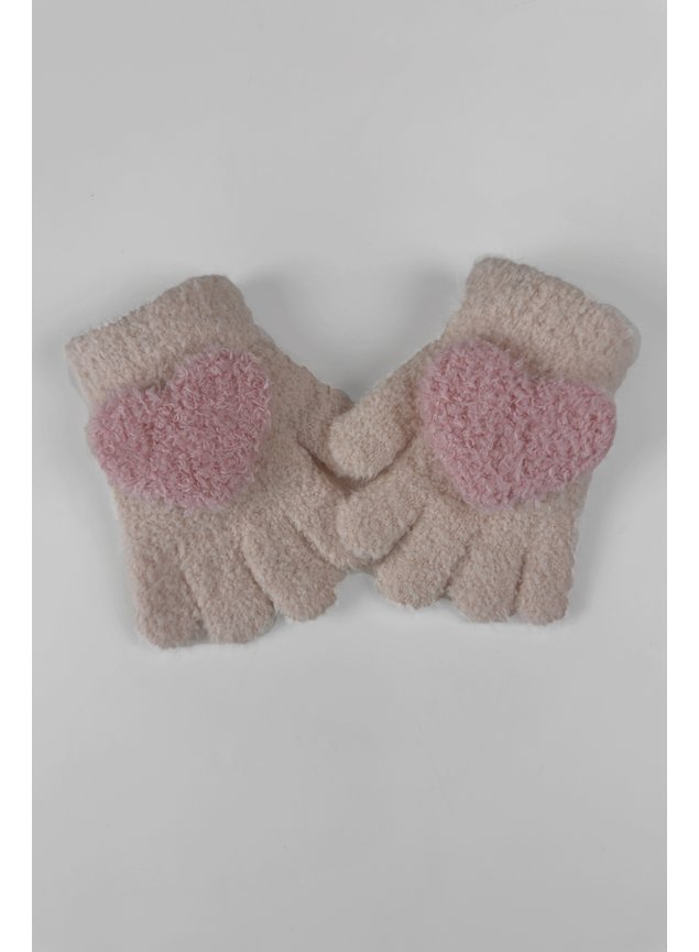 luva peluciada coracao rosa h