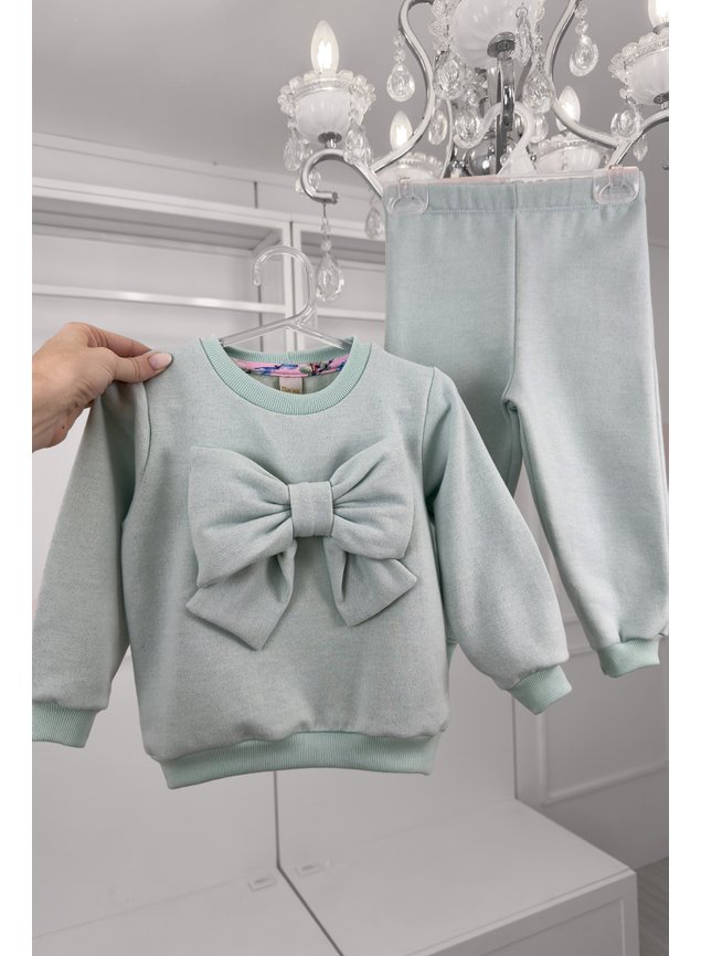 conjunto moletom infantil menina miniconceito laco menta g