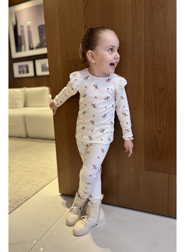 conjunto menina mini conceito inverno ribana pelo mini lala meninas bege canelado