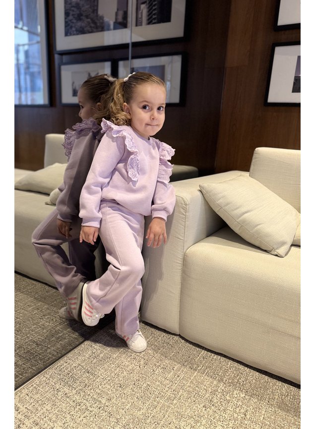 conjunto menina mini conceito inverno quentinho moletom mini lala meninas lils renda laise