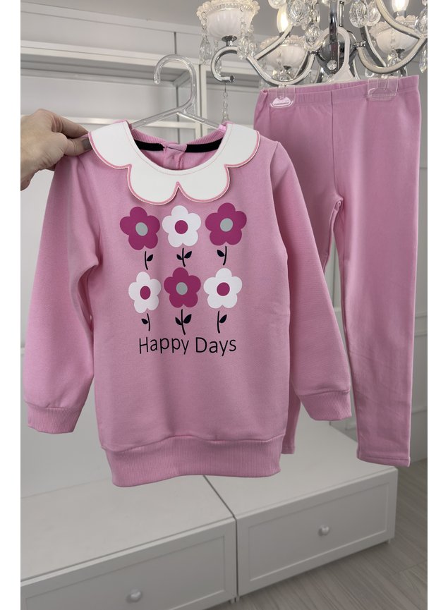 CONJUNTO MOLETOM PRETO Mini Conceito Urso Mini Lal Meninas Laos flores rosa legging