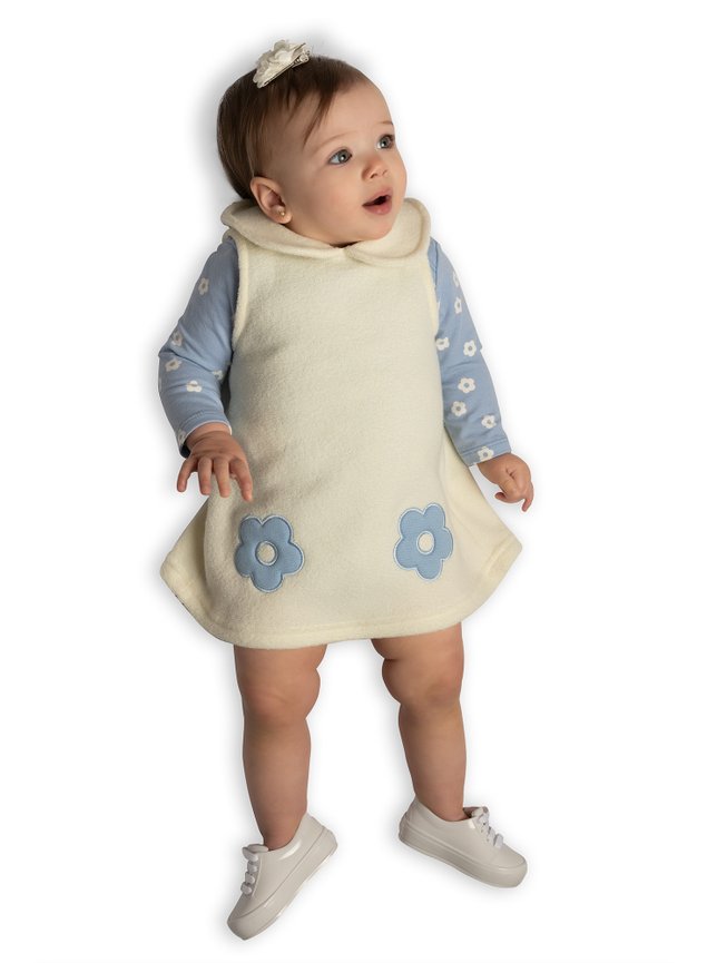 conjunto bebe azul flores menina