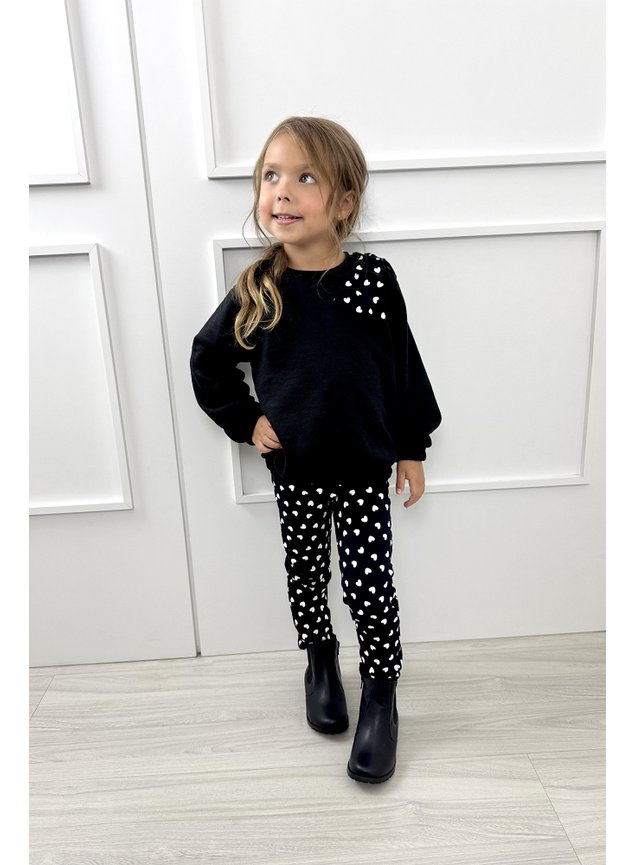 conjunto menina mini conceito inverno quentinho moletom mini lala meninas PRETO