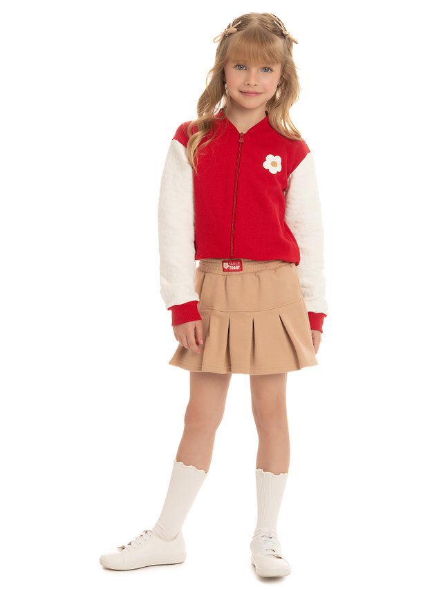 7006_1 CONJUNTO vermelho menina mini conceito saia shorts flores