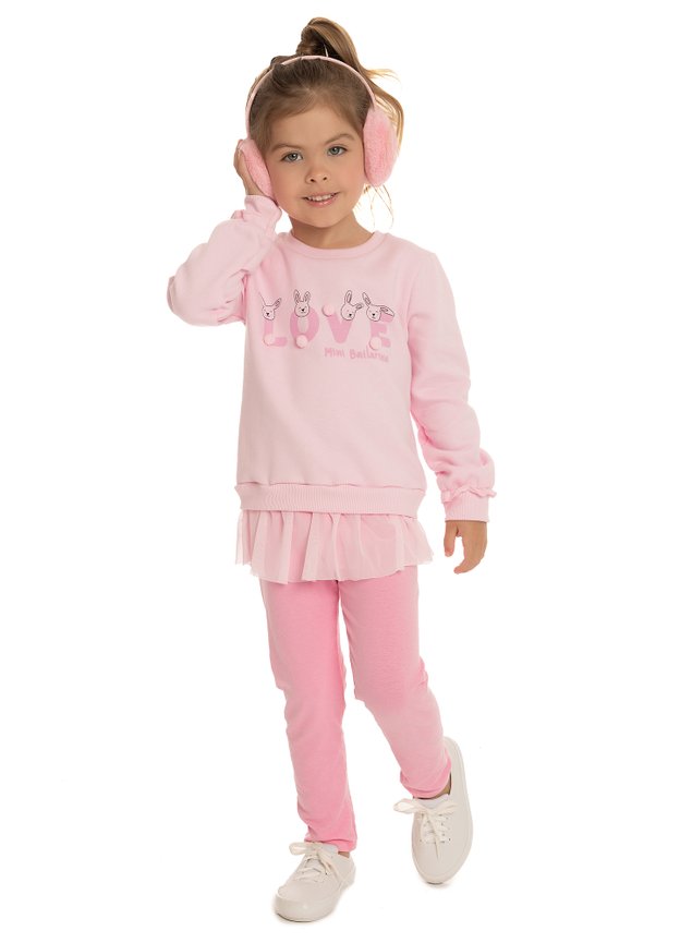 6971 Conjunto Moletom Trmico Menina Infantil Mini Conceito Moda TULE bailarina